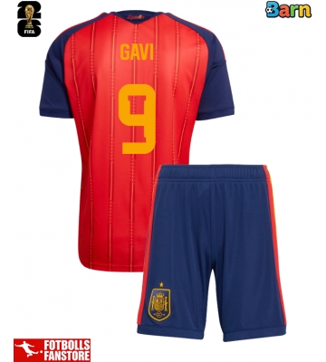 Spanien Paez Gavi #9 Hemmatröja Barn VM 2026 Kortärmad (+ Korta byxor)